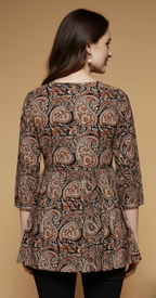 Paisley Printed V-Neck Pure Cotton Kurti