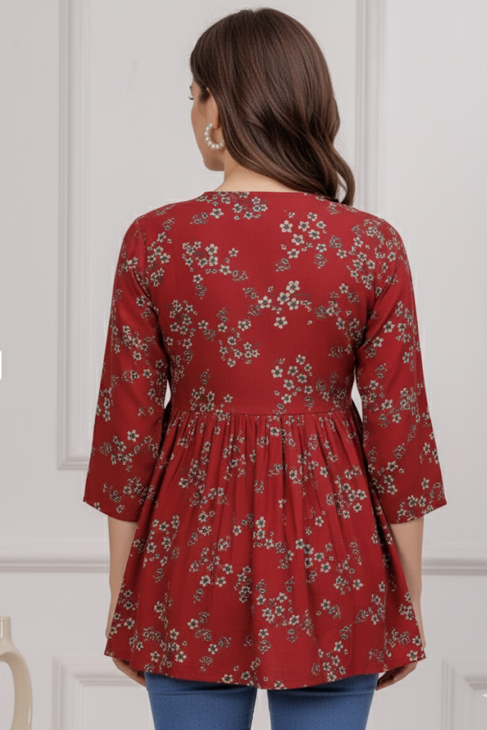Floral Printed V-Neck Kurti