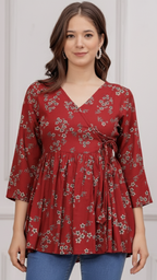 Floral Printed V-Neck Kurti