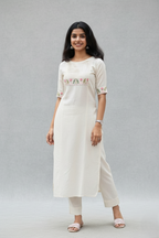 Pintak Design and thread work cotton kurta pant set