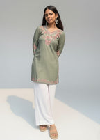 Pure cotton chikankari,  Kashmiri embroidered, hand crafted short kurti