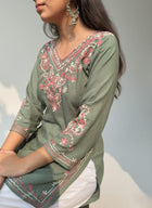 Pure cotton chikankari,  Kashmiri embroidered, hand crafted short kurti